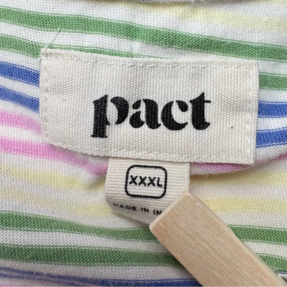 PACT Organic Cotton Tee Dress Size 3XL Multicolor Striped Sustainable *Read - Picture 7 of 9